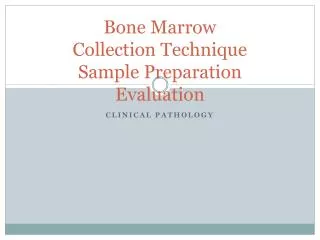 Bone Marrow Collection Technique Sample Preparation Evaluation