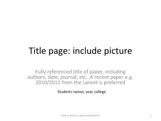 Title page: include picture
