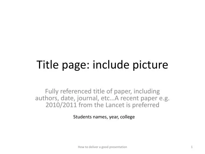 title page include picture