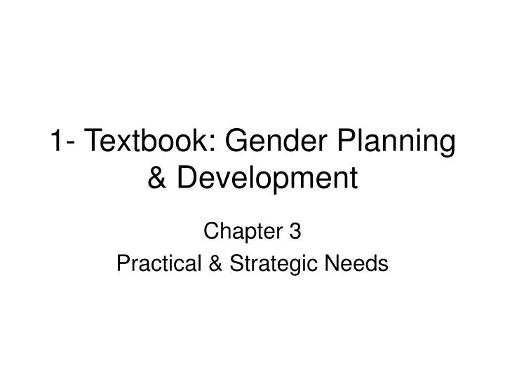1 textbook gender planning development