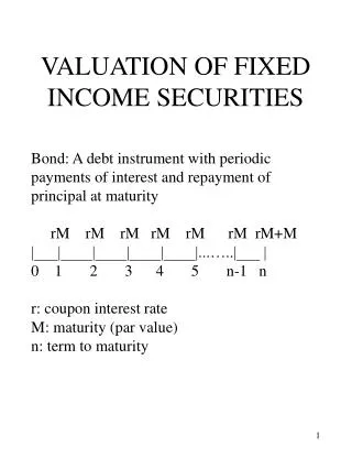 VALUATION OF FIXED INCOME SECURITIES