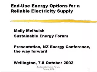 End-Use Energy Options for a Reliable Electricity Supply