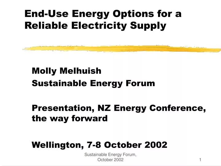 end use energy options for a reliable electricity supply