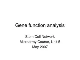 Gene function analysis