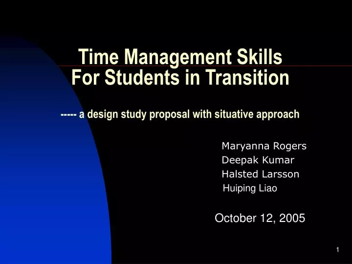 time management skills for students in transition a design study proposal with situative approach