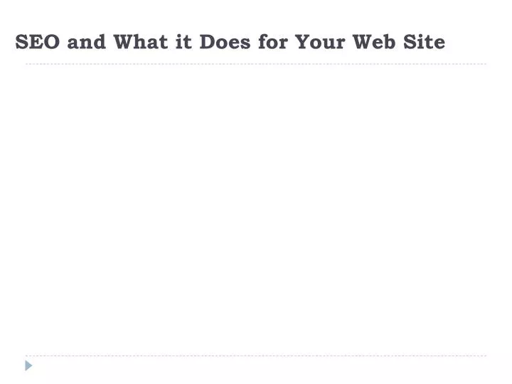 seo and what it does for your web site