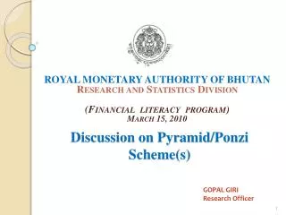 Discussion on Pyramid/ Ponzi Scheme(s)