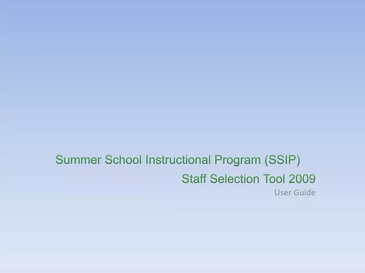 summer school instructional program ssip