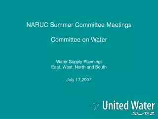 NARUC Summer Committee Meetings Committee on Water