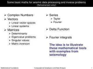 Some basic maths for seismic data processing and inverse problems (Refreshement only!)