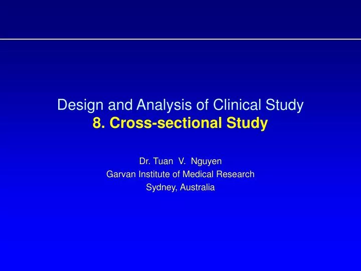 design and analysis of clinical study 8 cross sectional study
