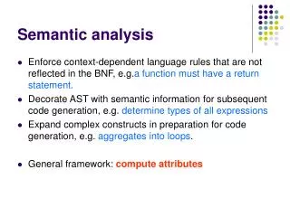 Semantic analysis