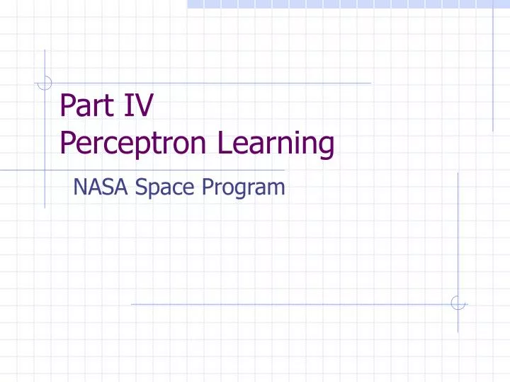 part iv perceptron learning