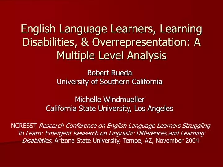 english language learners learning disabilities overrepresentation a multiple level analysis