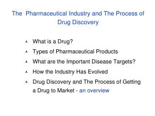 The Pharmaceutical Industry and The Process of Drug Discovery