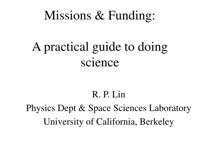 missions funding a practical guide to doing science