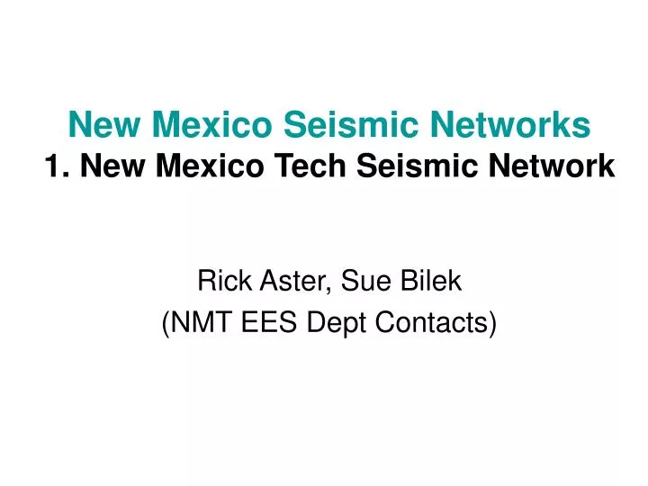 new mexico seismic networks 1 new mexico tech seismic network