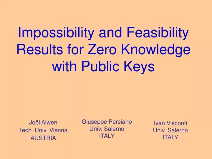 impossibility and feasibility results for zero knowledge with public keys