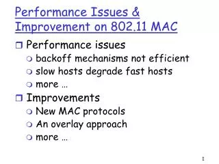 Performance Issues &amp; Improvement on 802.11 MAC