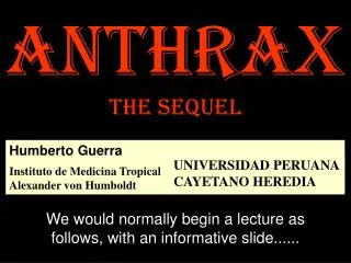 Anthrax the sequel