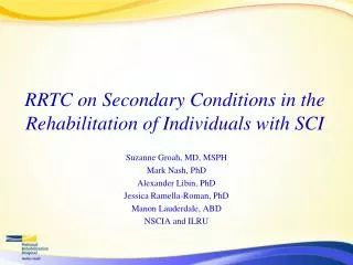 RRTC on Secondary Conditions in the Rehabilitation of Individuals with SCI
