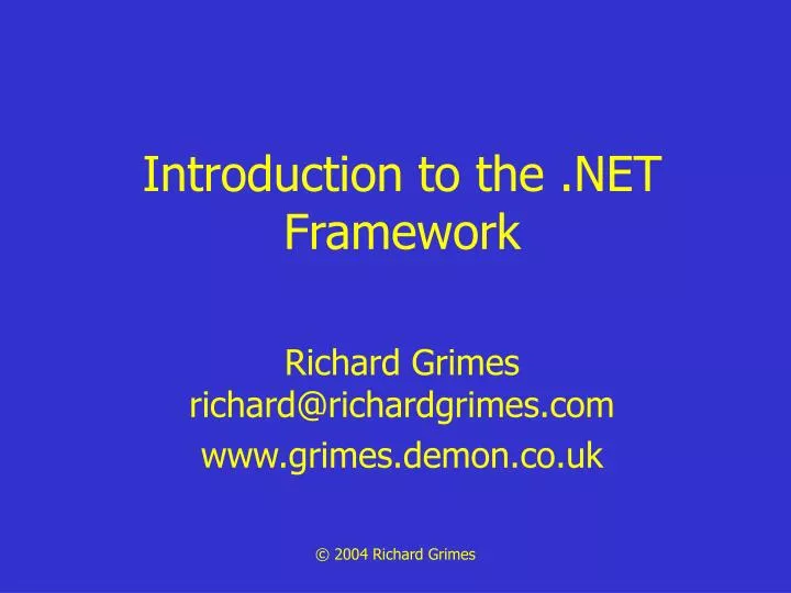 introduction to the net framework