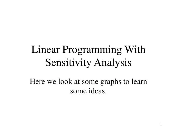 linear programming with sensitivity analysis