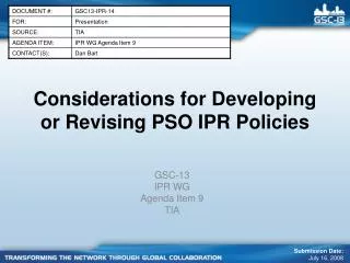 Considerations for Developing or Revising PSO IPR Policies