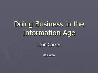 Doing Business in the Information Age