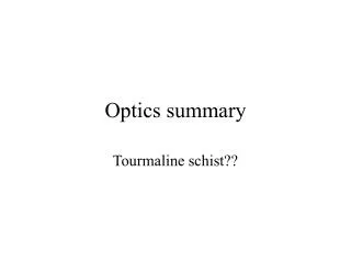 Optics summary