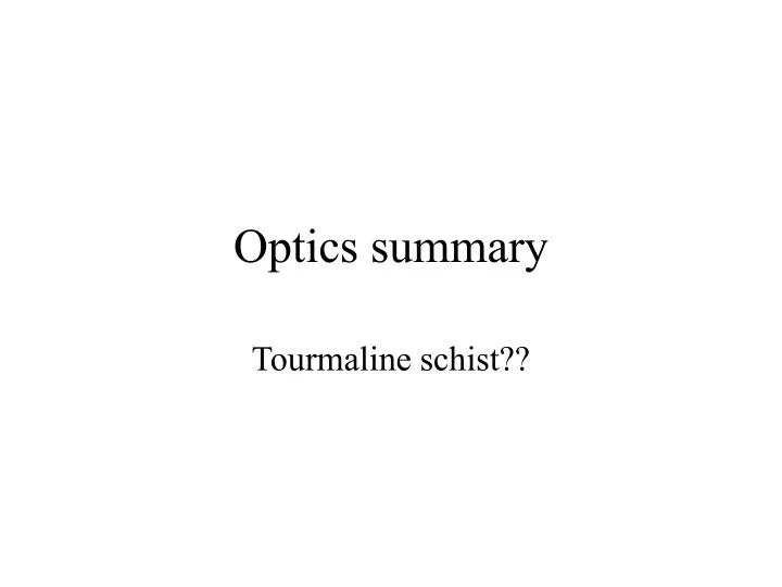 optics summary