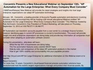 Corcentric Presents a New Educational Webinar on September 1