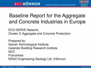 Baseline Report for the Aggregate and Concrete Industries in Europe