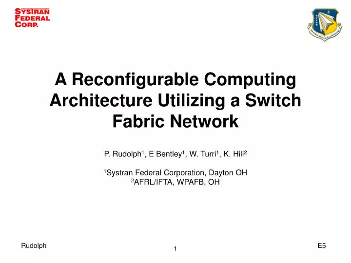 a reconfigurable computing architecture utilizing a switch fabric network