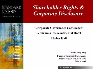 Shareholder Rights &amp; Corporate Disclosure