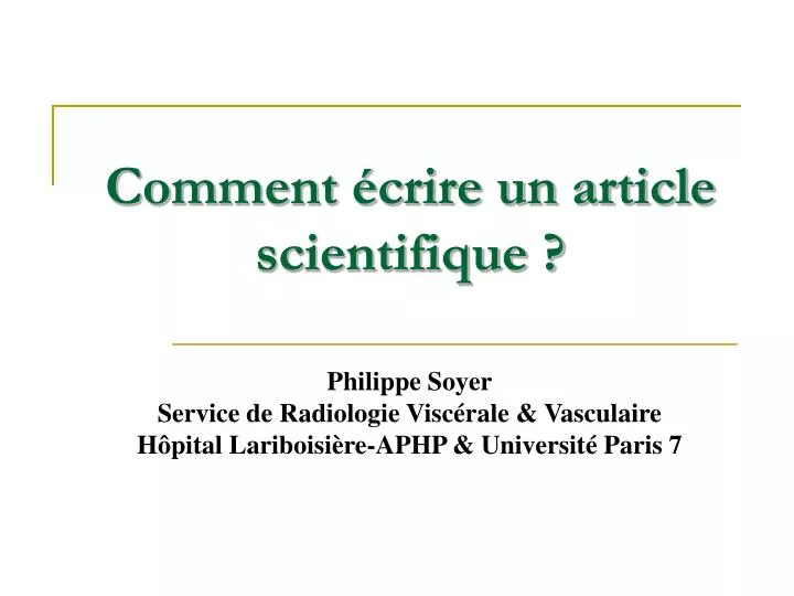 comment crire un article scientifique