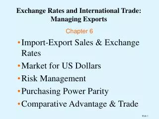 Exchange Rates and International Trade: Managing Exports