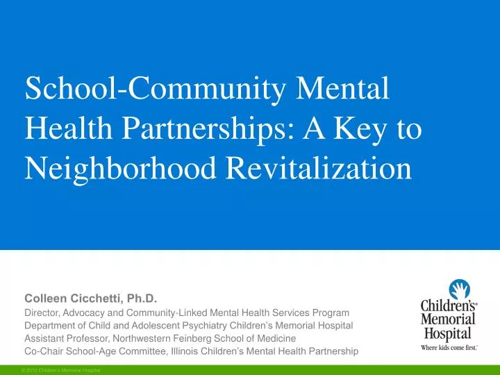 school community mental health partnerships a key to neighborhood revitalization
