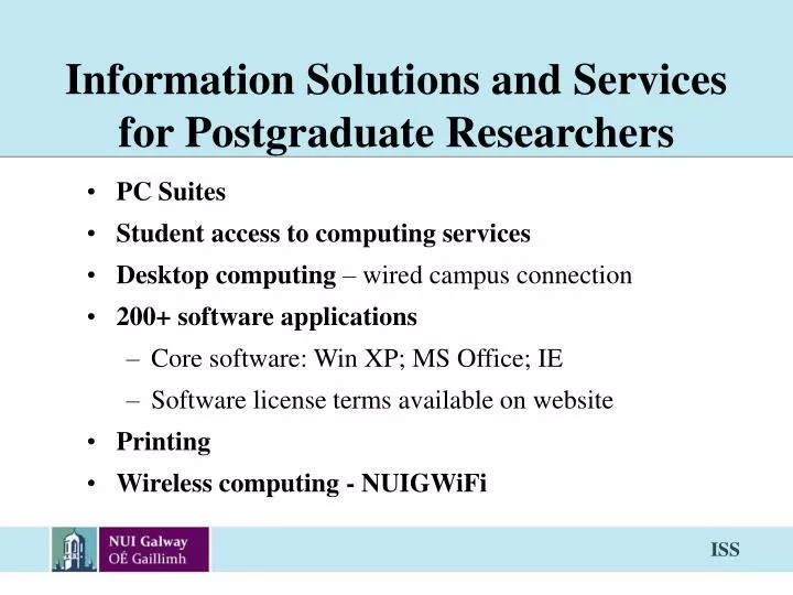 information solutions and services for postgraduate researchers