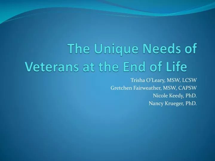 the unique needs of veterans at the end of life