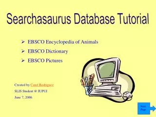 Searchasaurus Database Tutorial
