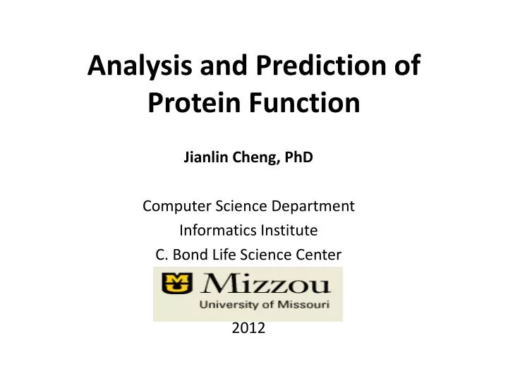 analysis and prediction of protein function