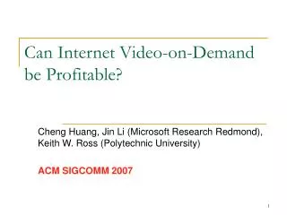 Can Internet Video-on-Demand be Profitable?