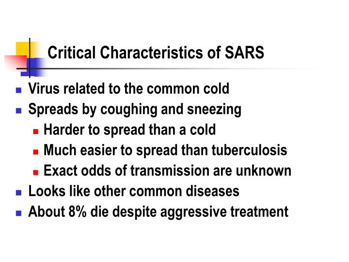 critical characteristics of sars