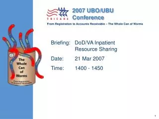 Briefing: DoD/VA Inpatient Resource Sharing Date:	21 Mar 2007 Time:	1400 - 1450