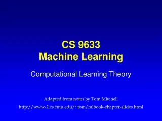 CS 9633 Machine Learning