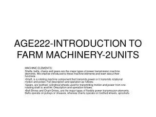 AGE222-INTRODUCTION TO FARM MACHINERY-2UNITS