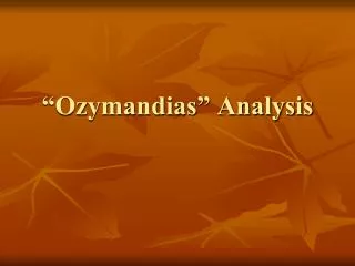 “Ozymandias” Analysis
