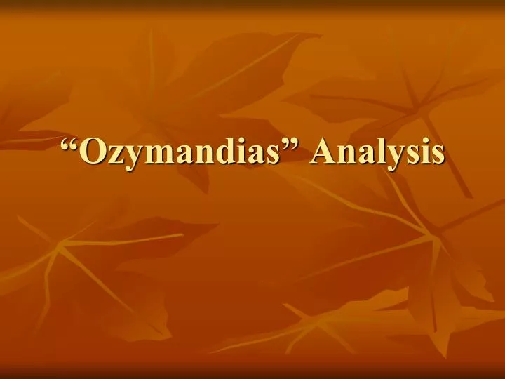 ozymandias analysis