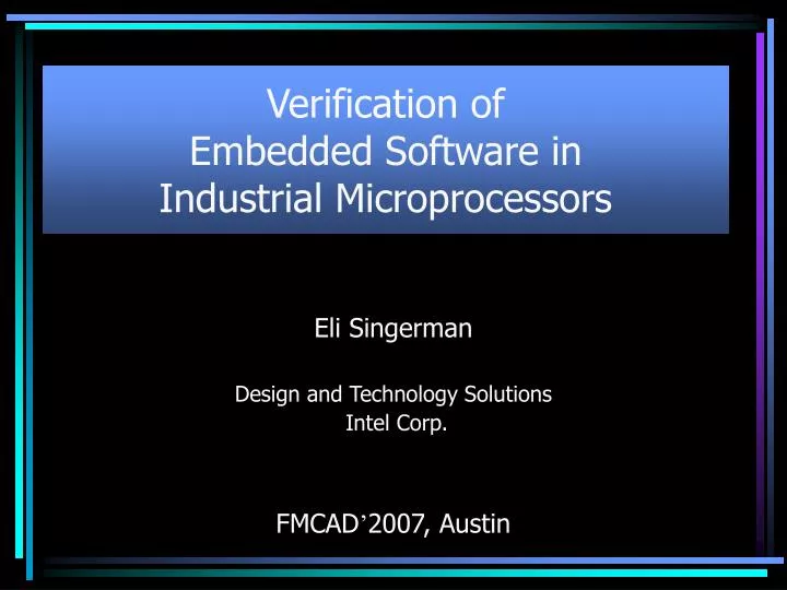 verification of embedded software in industrial microprocessors
